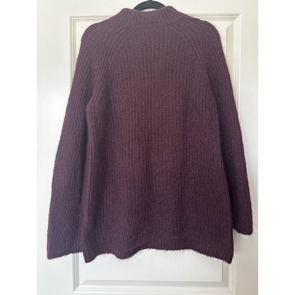 COS Mohair Wool Blend Maroon Purple Crewneck Wide Sleeve Oversized Sweater XS - Picture 4 of 8
